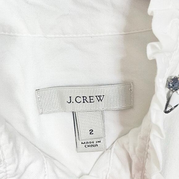 J. Crew White Ruffled Rhinestone Top - Picture 6 of 11